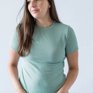 Short Sleeve Ribbed Tee -Harbour Green