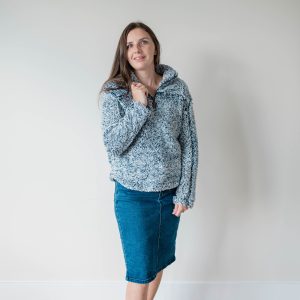 Wool Blend Sherpa Zippered Pullover