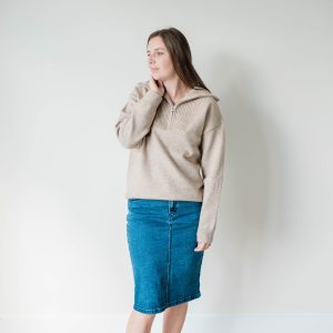 Knit Half Zip Sweater - Taupe