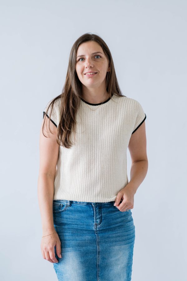 Brinley Button Sweater Top -Cream - Image 2