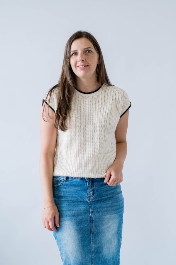Brinley Button Sweater Top -Cream - Image 5