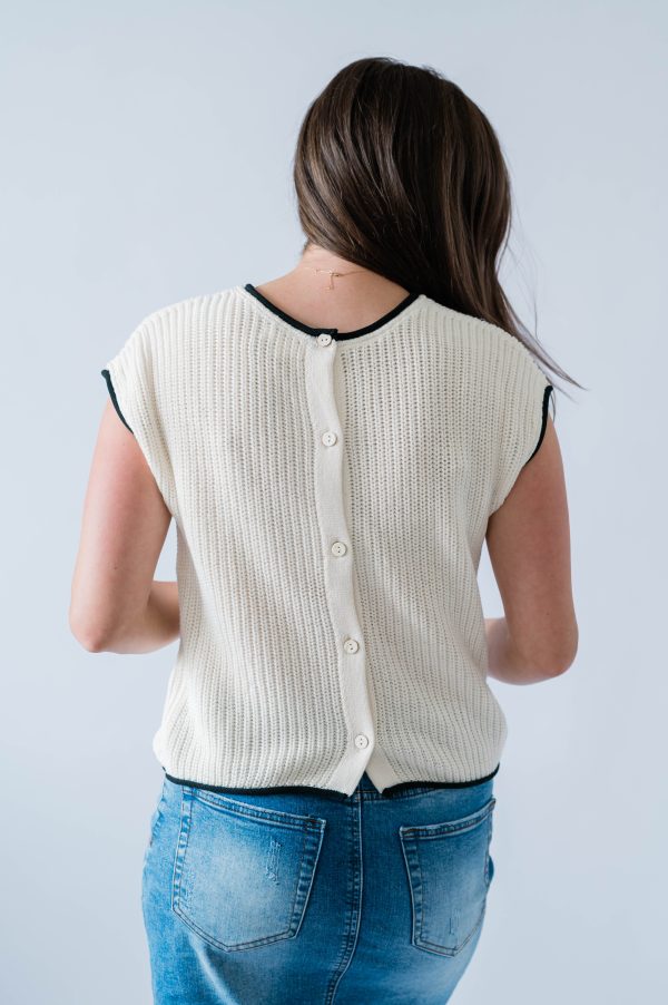 Brinley Button Sweater Top -Cream - Image 3