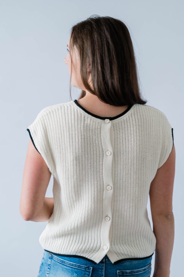 Brinley Button Sweater Top -Cream - Image 4