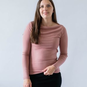 Boat Neck Long Sleeve Top -Blush
