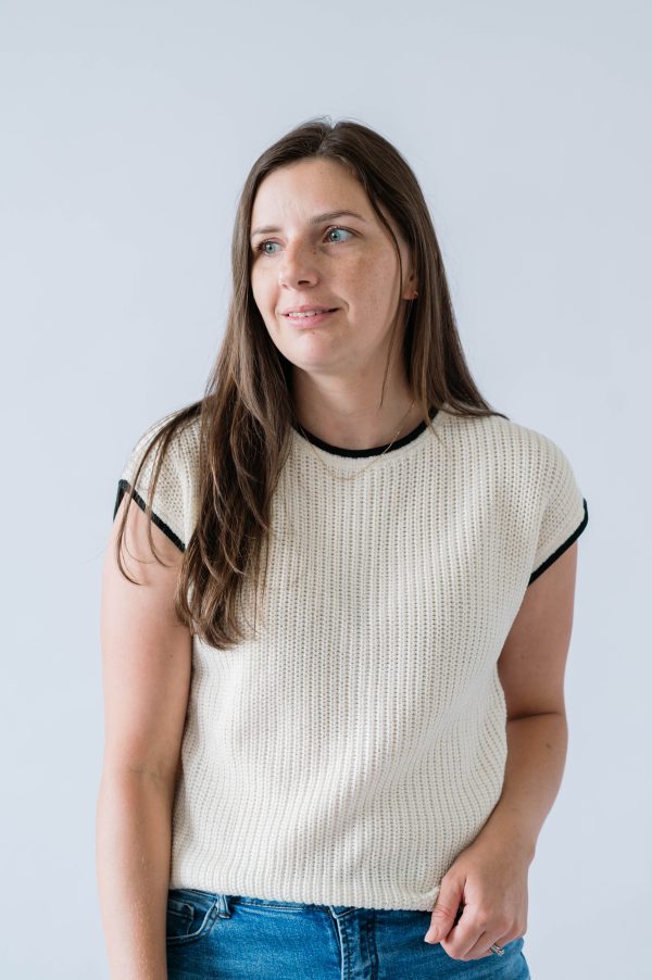 Brinley Button Sweater Top -Cream