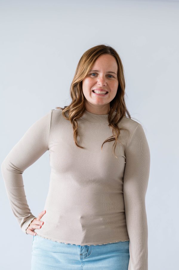 Knit Ribbed Long Sleeve Top -Taupe