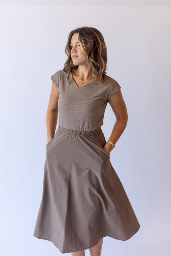 Kaitlyn Cap Sleeve Dress -Brown - Image 2