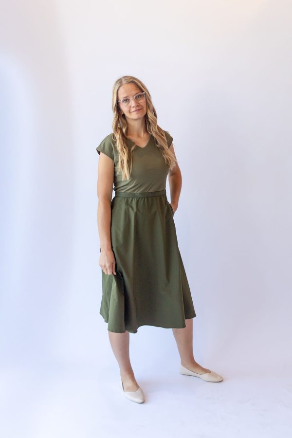 Kaitlyn Cap Sleeve Dress -Green - Image 2