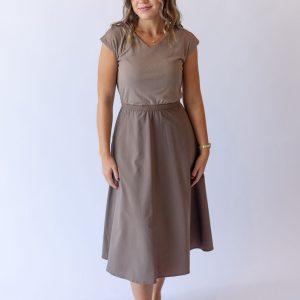 Kaitlyn Cap Sleeve Dress -Brown