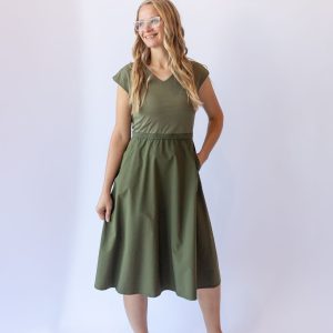 Kaitlyn Cap Sleeve Dress -Green