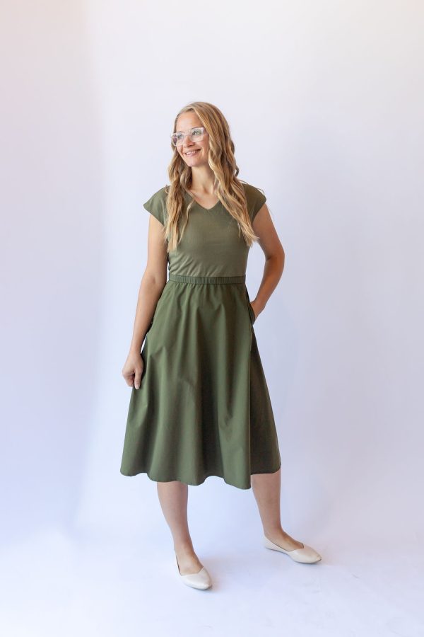 Kaitlyn Cap Sleeve Dress -Green