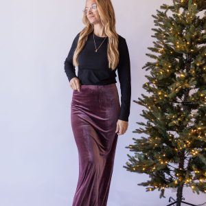 Ellin Velvet Skirt -Purple
