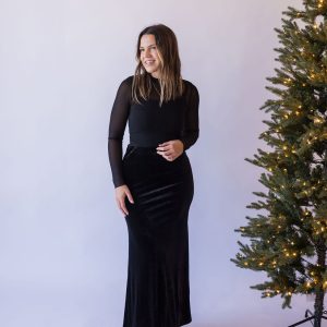 Ellin Velvet Skirt-Black