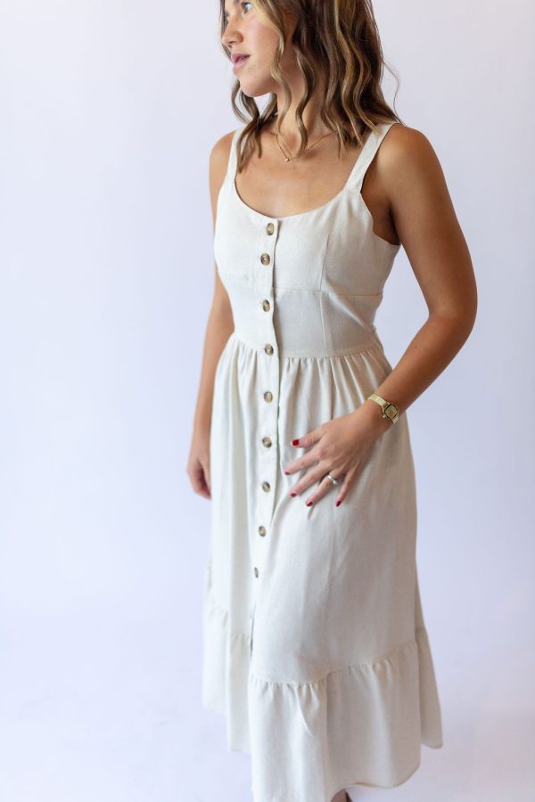 Aria Button Linen Dress - Image 3