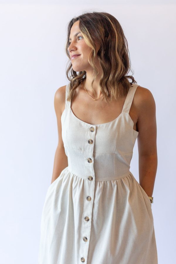 Aria Button Linen Dress - Image 4