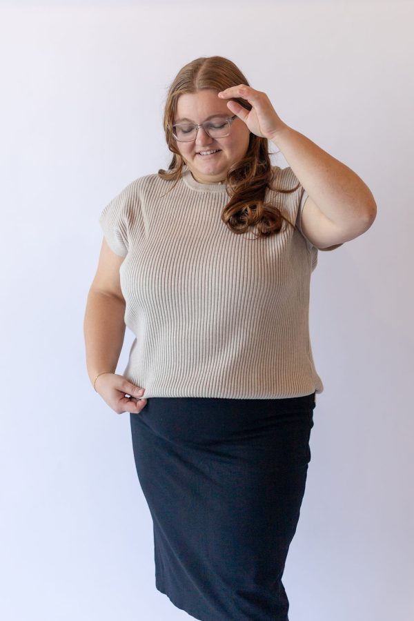 Ribbed Short Sleeve Sweater -Plus - Image 2