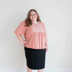 Embroidered Ruffle Top Blouse - Plus