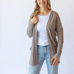 Carmen Long Open Cardigan -Cocoa