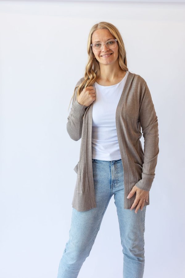 Carmen Long Open Cardigan -Cocoa
