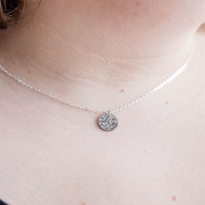 Hammered Disk Necklace Silver