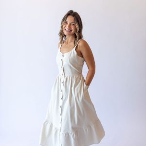 Aria Button Linen Dress