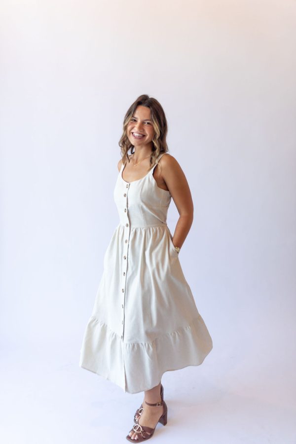 Aria Button Linen Dress