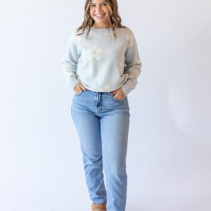Blue Floral Sweater