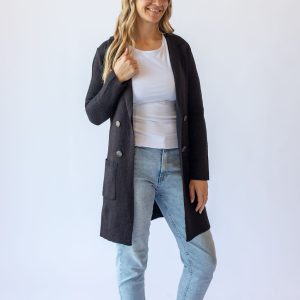 Long Sleeve Sweater Jacket -Black