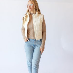 Zip Puffer Vest -Off White