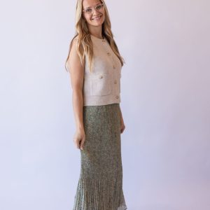 Celine Accordion Pleated Maxi Skirt -Light Olive