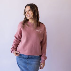 Worthy Embroidered Sweatshirt -Mauve