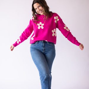 Pink Floral Sweater