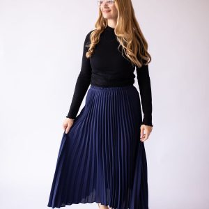 Knit Ribbed Long Sleeve Top -Black