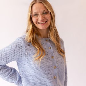 Eyelet Knit Cardigan -Light Blue