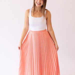 Freya Pleated Midi Skirt -Peach