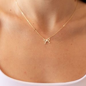 Heather Bow Necklace -Gold