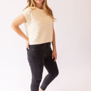 Hayden Popcorn Sweater Top -Cream