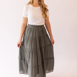 Sharon Tiered Maxi Skirt -Olive