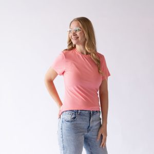 Short Sleeved Ribbed Tee -Wild Rose