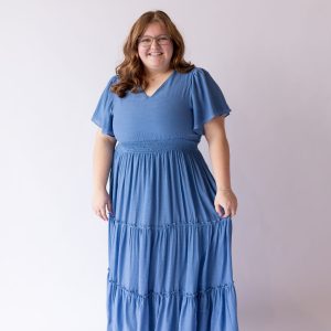 Taylor Dress in Colony Blue -Plus