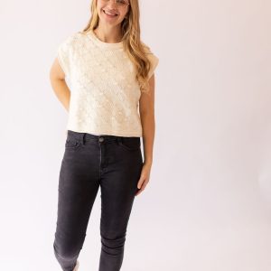 Hayden Popcorn Sweater Top -Cream