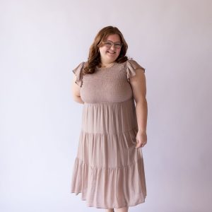 Emily Midi Dress -Taupe -Plus