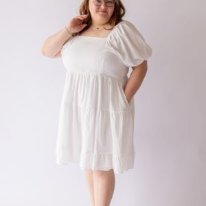 Poppy Dress in White -Plus