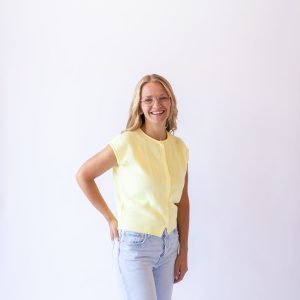 Sunny Sleeveless Sweater Top -Yellow