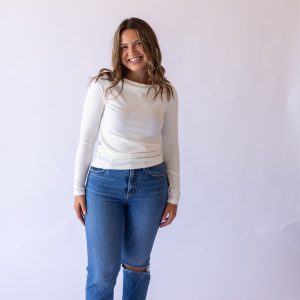 Boat Neck Long Sleeve -White