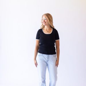Scoop Neck Top -Black