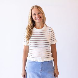 Ruffle Sleeve Stripe Top