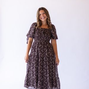 Carmen Midi Dress -Brown