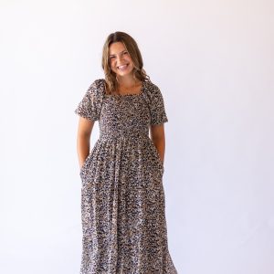 Indigo Dress in Mossy Pebbles