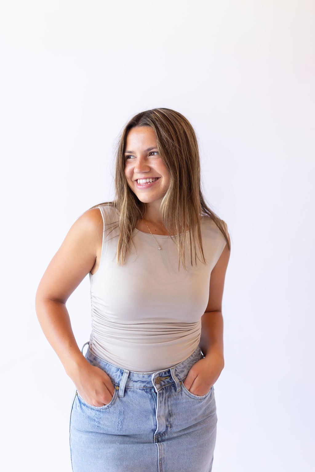 Rouched Tank Top -Oatmeal